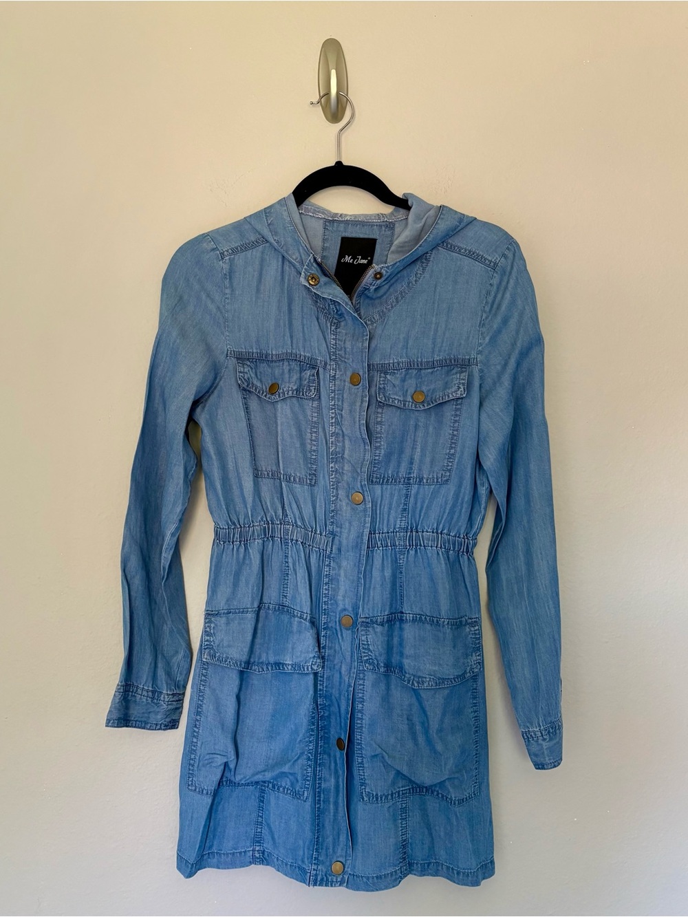 Me Jane Chambray Tencel Hooded Anorak Field Jacket 90s Style Butter Mom - S